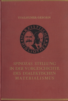 Originalvorderseite des Buches "Spinozas Stellung in der Vorgeschichte des Marxismus"